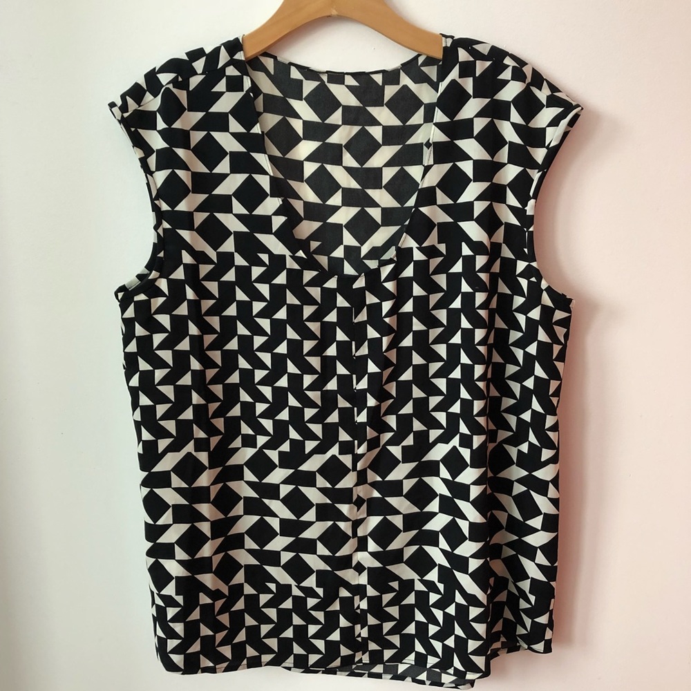 J Crew Factory Printed Cap Sleeve Blouse